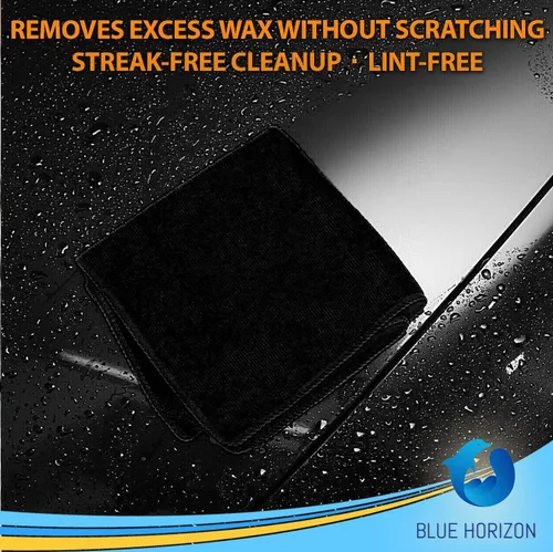 Vista 7 de Blue Horizon Toallas de limpieza de microfibra negras, paquete de 24 paños de felpa ultra suave de doble cara, paños de limpieza de microfibra