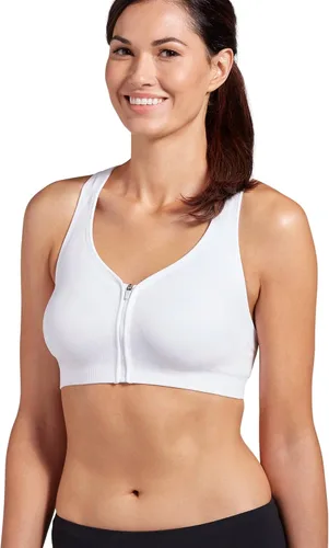 Vista 10 de Jockey Brasier sin costuras con cierre frontal para mujer Negro (Black Space Dye)