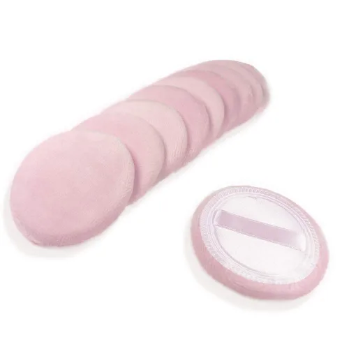Vista 8 de 10 piezas de almohadillas de algodón para maquillaje en polvo con cinta LOOKSEVEN, para polvo suelto y base, 6 cm (Beige)