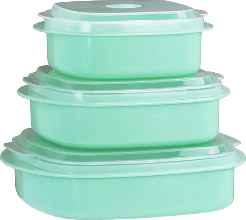 Vista 12 de Kit de 6 unidades de recipientes de cocina para microondas, vaporera y refrigerador, de Callypso Basics por Reston Lloyd, 1, Celeste