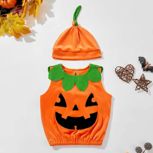 Vista 2 de Disfraz de calabaza para bebés recién nacidos disfraz de Halloween para niños disfraz de calabaza infantil traje de mameluco con capucha