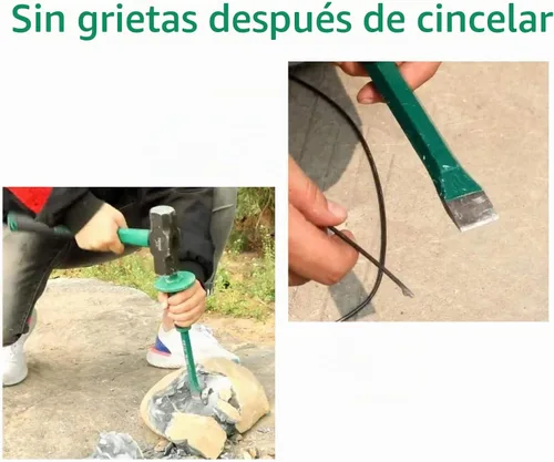 Vista 4 de Cincel de masón con protector de mano, 12 pulgadas (30 cm) cincel de hormigón de roca de extremo plano resistente, rompedor de piedra demolición