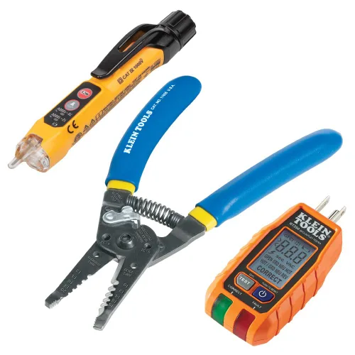 Vista 8 de Klein Tools Probador de voltaje sin contacto RT250KIT y probador de receptáculo GFCI con LCD y linterna, kit de prueba eléctrica de voltaje