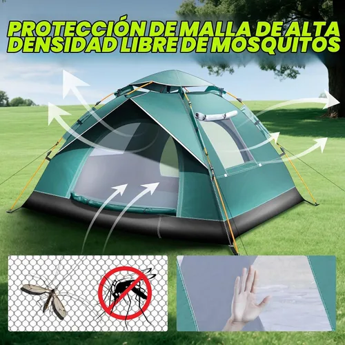 Vista 5 de Tienda de campaña para 2-3 personas, tienda de campaña automática instantánea para camping, fácil y rápida, tienda de campaña impermeable, tienda