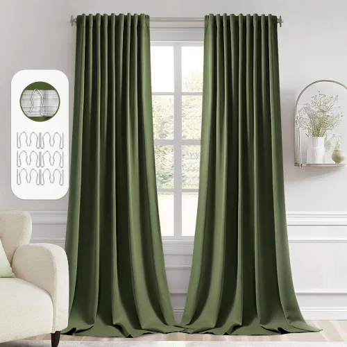 Vista 101 de MIULEE Cortinas opacas con pestaña trasera de 63 pulgadas de largo, juego de 2 paneles para sala de estar, dormitorio, privacidad, bolsillo