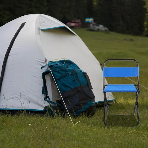 Vista 2 de STOBAZA Silla de camping pequeña y plegable ligera, portátil, para exteriores, diseño ergonómico, fácil almacenamiento y transporte para pesca