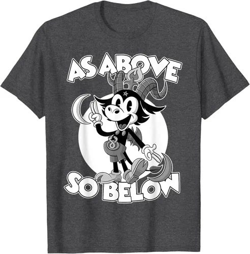 Vista 31 de Camiseta de dibujos animados retro de Baphomet Pagan As Above So Below, Negro, S