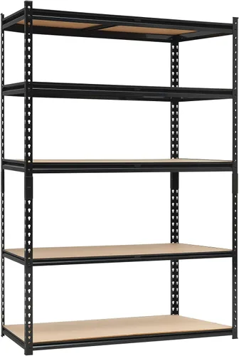 Vista 13 de Estantería de garaje resistente, estantes de almacenamiento ajustables de 5 niveles, 36 x 18 x 72 pulgadas, cargas de 3000 libras, estantería