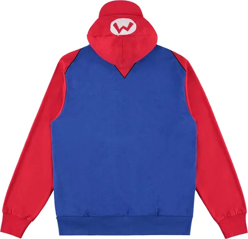 Vista 2 de Nintendo Disfraz de Mario con capucha para hombre, disfraz clásico de Mario y Luigi para cosplay, con capucha