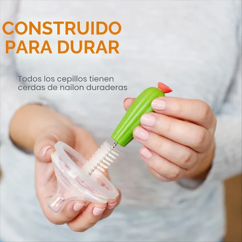 Vista 4 de Boon Juego de Cepillos de Limpieza de Botellas Cacti - Incluye Cepillo para Biberones, Cepillo para Tetinas, Cepillo de Detalle y Cepillo