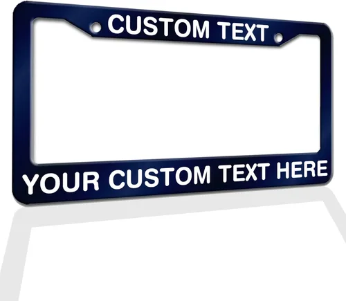 Vista 12 de Marcos de Matrícula con Cualquier Texto - Marco de Placa con Tu Mensaje Personalizado, Marco de Matrícula Personalizado con Nombre, Monograma, Logo