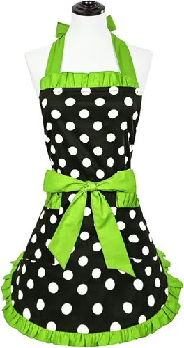 Vista 13 de Violet Mist Delantales coquetos de encaje negro para mujer con bolsillo, delantales negros sexys para cocinar, delantal para mujeres y niñas