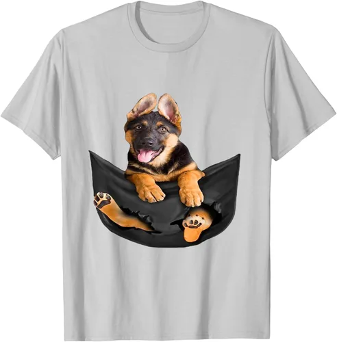 Vista 45 de Dog Lovers Gifts - Camiseta divertida con cara de perro con bolsillo, Negro, S