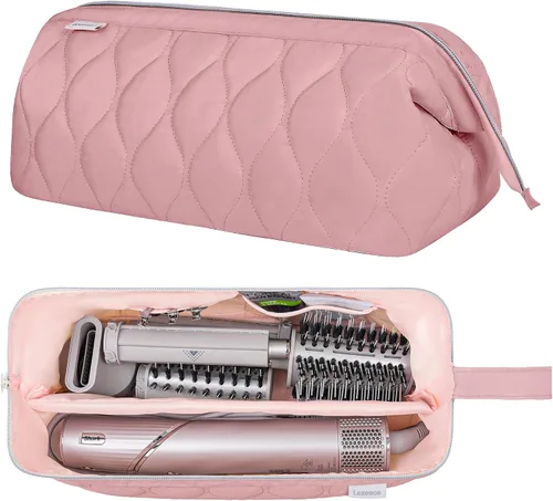 Vista 11 de Lexeeco Dyson Airwrap Travel Case for Shark Flex Style Fusion Hair Dryer Beige