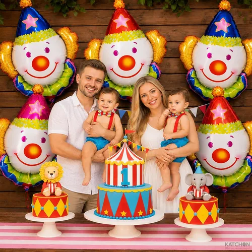 Vista 5 de KatchOn Juego de globos de payaso de 32 pulgadas, paquete de 6, decoraciones de fiesta de circo