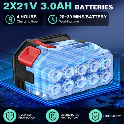 Vista 4 de Lavadora a presión inalámbrica alimentada por batería; lavadora eléctrica inalámbrica portátil de 1100 PSI, con motor sin escobillas, 2 paquetes