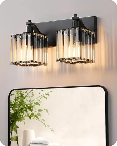 Vista 10 de EDISHINE Lámparas de baño, accesorios de iluminación de tocador de baño de cristal sobre el espejo, 2 luces de tocador para baño, tocador, base E26