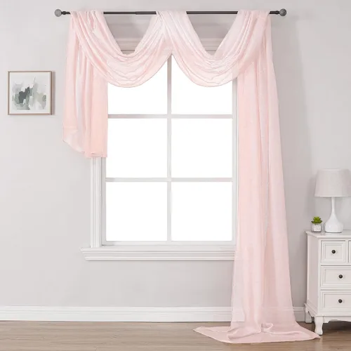 Vista 36 de Bufanda transparente para ventana de 144 pulgadas de largo, color azul bebé, perfecta como bufandas de cenefa, así como toldo de cama o decoración