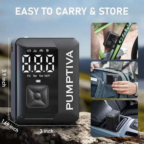 Vista 7 de Pumptiva Inflador de neumáticos, compresor de aire portátil, inflador de neumáticos portátil 3 veces más rápido para automóvil, bomba de aire de 150