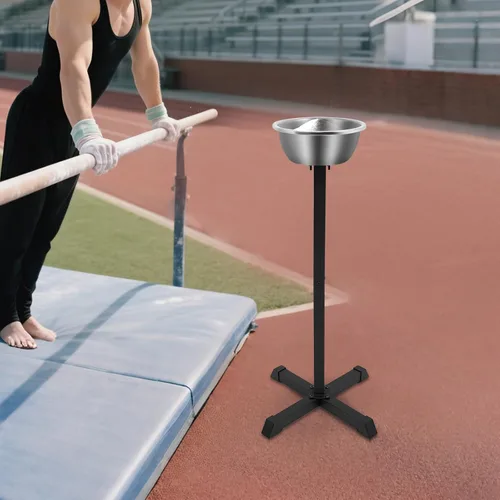 Vista 2 de Soporte de tiza portátil para gimnasio, 21.6 x 21.6 x 42.3 pulgadas, soporte independiente con tazón, para profesores de educación física, atleta