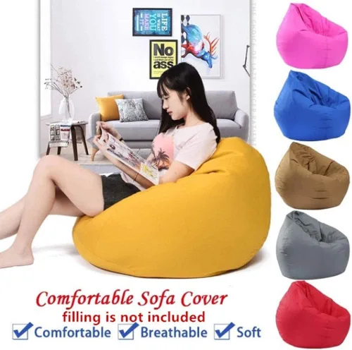 Vista 4 de Puf para adultos y niños, almacenamiento para sofá, silla, puf, impermeable, con cremallera, funda de lona para silla, tumbona, 29.53 pulgadas, sin