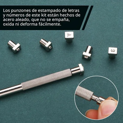 Vista 3 de Kit de estampado de cuero de 44 piezas, 36 sellos de cuero de 0.118 pulgadas con letras y números