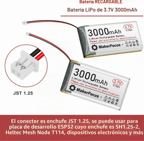 Vista 2 de 3.7V 3000mAh batería recargable de polímero de litio para ESP32 1 unids
