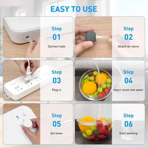 Vista 3 de Máquina multiusos de ozono de 800 mg/h,Burbujero de ozono para purificar agua y aire,Ozonador de agua portátil para alimentos F&V Home Hunting Cold