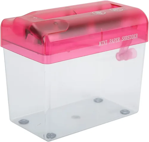 Vista 9 de Kudoo Trituradora manual, trituradora de papel de manivela, A6, mini trituradora totalmente transparente, funciona manualmente, corte cruzado
