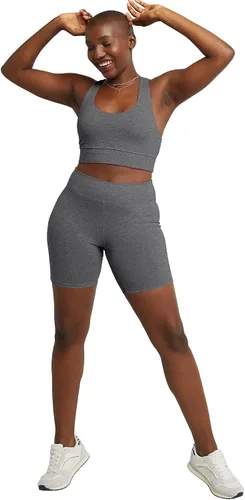 Vista 9 de Hanes Pantalones cortos de ciclismo elásticos para mujer, pantalones cortos deportivos de algodón para mujer, entrepierna de 7 pulgadas