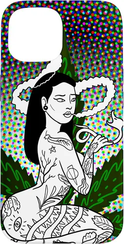 Vista 6 de iPhone 16 Weed Smoking Babe Marihuana Cannabis Smoke Stoner 420 Estuche de regalo