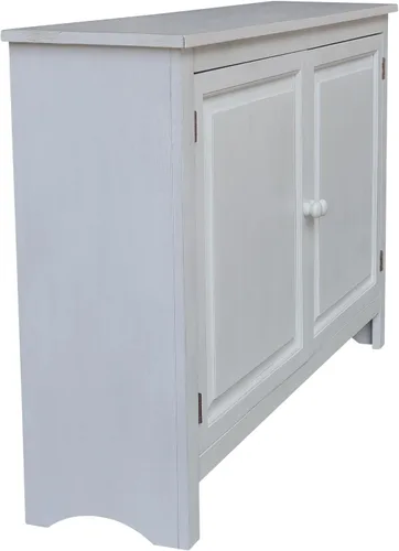 Vista 4 de International Concepts - Armario de almacenamiento de madera maciza de 34 pulgadas de alto Blanco sucio