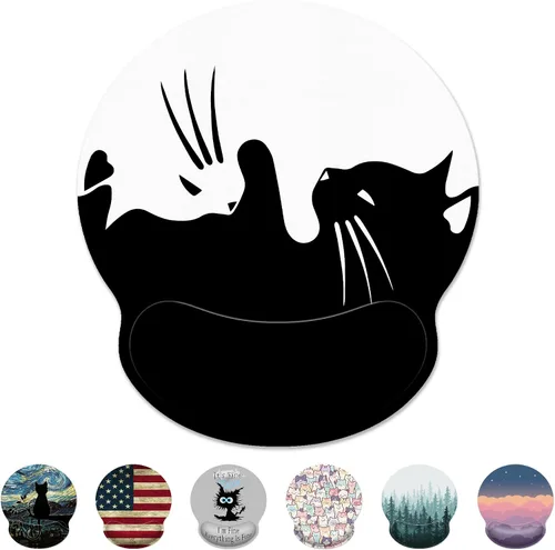 Vista 12 de Alfombrilla de mouse ergonómica con soporte de muñeca, alfombrilla de mouse estética de gato negro con reposamuñecas, alfombrilla de mouse