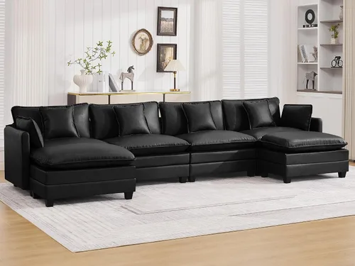 Vista 79 de Sofá modular en forma de nube de 113 pulgadas, sofás de asiento profundo de gran tamaño para sala de estar, sofá modular tapizado de chenilla