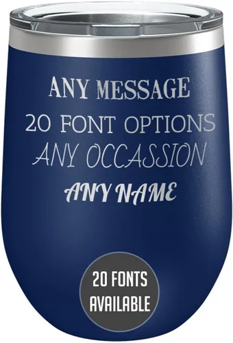Vista 18 de Vaso de vino personalizado de acero inoxidable recubierto de polvo de 12 onzas con tapa, grabado personalizado, regalos de vino personalizados
