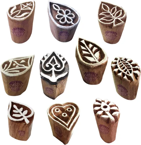 Vista 24 de Sellos de impresión de arcilla Arty Crafty pequeños bloques de madera con forma floral (juego de 10) Htag2101