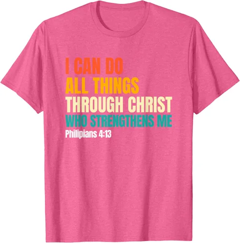 Vista 29 de I Can Do All Things Through Christ Christian Faith Camiseta, Negro, S