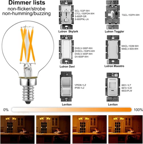 Vista 3 de LiteHistory E12 - Bombilla LED regulable g16.5 de 6 W, igual a 60 W, 600 lúmenes, AC120V E12, bombilla de candelabro de 60 W para candelabros 4w =