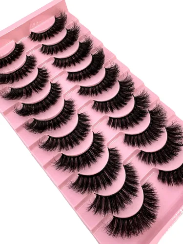 Vista 3 de 10 pares de pestañas postizas de visón 3D, hechas a mano, pestañas largas y finas, pestañas naturales para maquillaje de ojos (3-6)