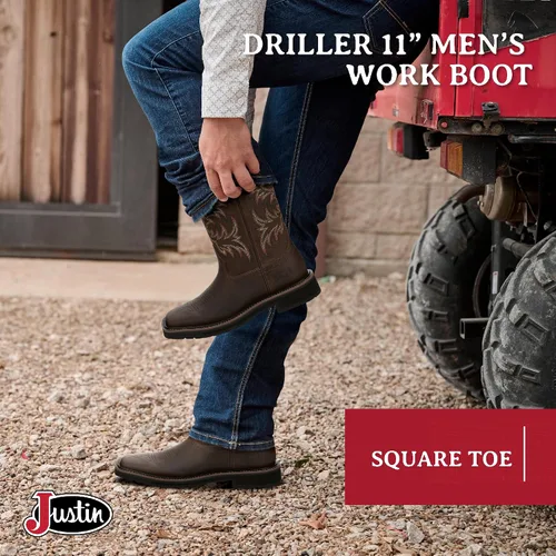 Vista 2 de Justin Botas de trabajo blancas Stampede Sq Toe para hombre