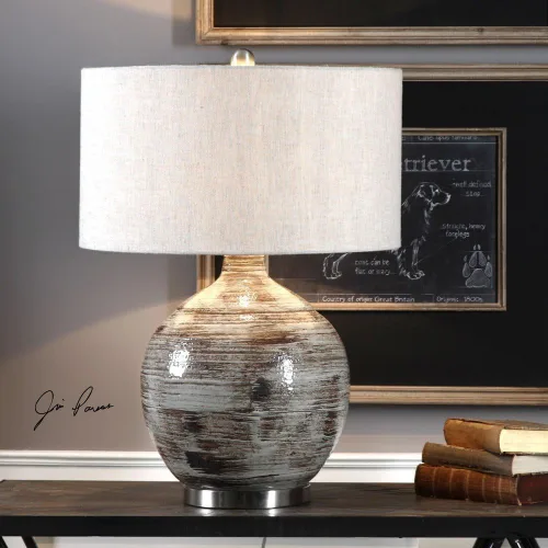 Vista 2 de Uttermost Tamula Lámpara de mesa de cerámica azul grisáceo envejecido