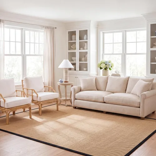 Vista 84 de Alfombra de sisal Safavieh, de color maíz y negro, tejida a mano, de la colección de fibras naturales; 5 x 8 pulgadas, NF441A, Tela, Gris / Gris