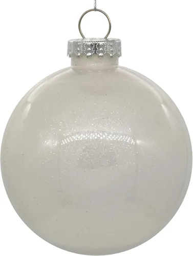 Vista 43 de Vickerman Adorno navideño de bola transparente de 3 pulgadas con interior de purpurina dorada antigua. Oro envejecido