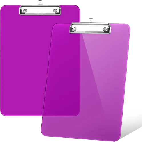 Vista 8 de Rimilak Portapapeles de plástico con clip de metal de perfil bajo, tablero translúcido, 12.5 x 9 pulgadas tamaño carta, suministros de oficina, Negro