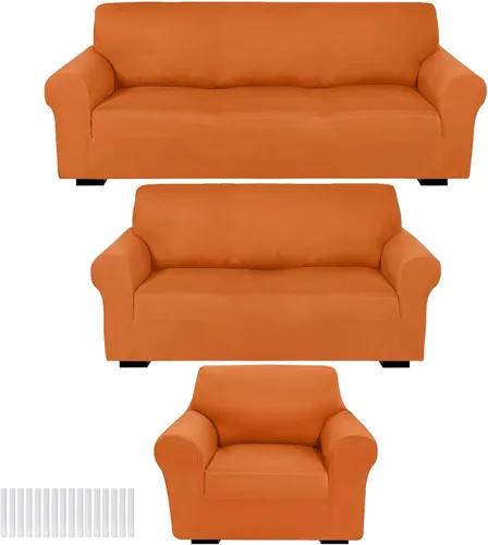 Vista 21 de Peryiter Juego de 3 Fundas para Sofá, Cubiertas de Muebles para Sofá, Loveseat, Sillón, Ajuste de Forma Elástico, Sin Arrugas, Protector de Muebles