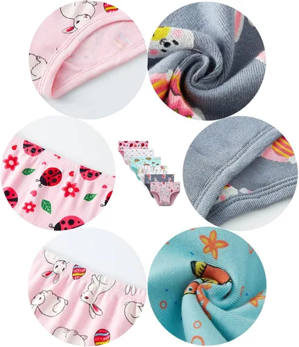 Vista 2 de KikizYe Bragas de algodón suave para niñas pequeñas y grandes, ropa interior surtida