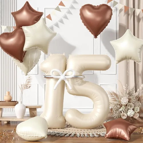 Vista 77 de Globos dorados de color champán con el número 11, globos de oro claro, globo de aluminio dorado con forma de corazón con estrella y globo largo