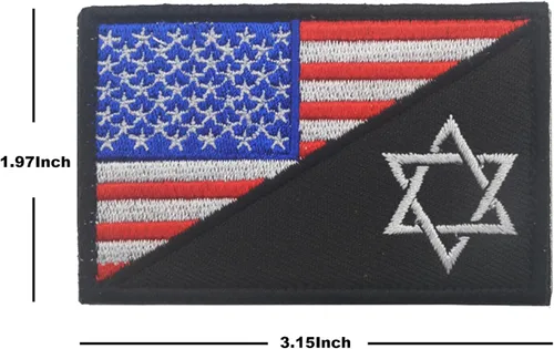 Vista 3 de Parches bordados de la bandera de Estados Unidos e Israel – Israel Jewish Star of David Flags Tactical Militar Moral Emblema Brazalete Insignias