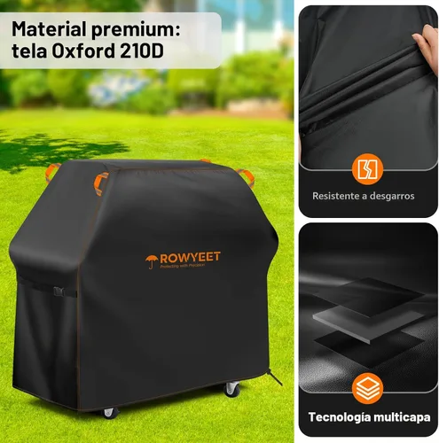 Vista 3 de Cubierta de parrilla para parrilla al aire libre, ajuste universal Oxford impermeable para exteriores, cubierta de gas anti-UV con dobladillo