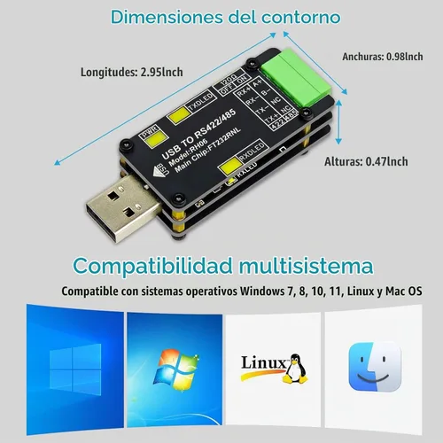 Vista 6 de Adaptador convertidor USB a RS485 RS422